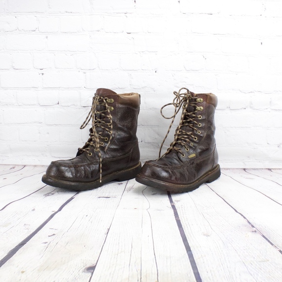 LL Bean Waterproof Kangaroo Brown Leather Boots 11 - Picture 4 of 8